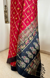 PANKTI – RED AND GOLD GHARCHOLA SAREE WITH ELEPHANT MOTIFS