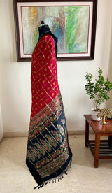 PANKTI – RED AND GOLD GHARCHOLA SAREE WITH ELEPHANT MOTIFS
