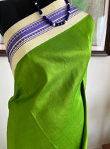 AARVITHA – KORVAI KANJIVARAM IN LEAF GREEN AND PURPLE ELEGANCE