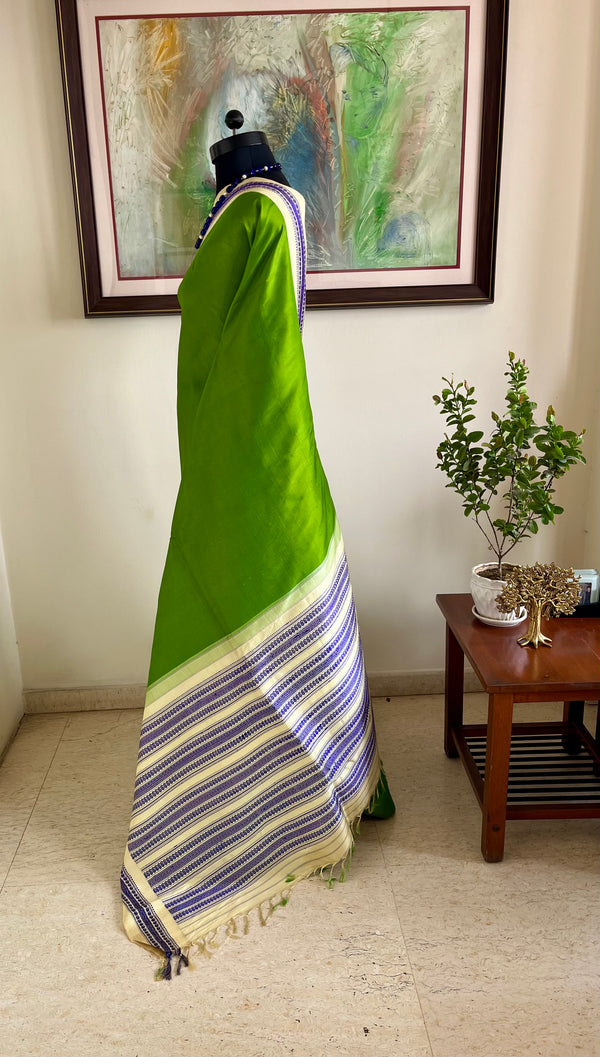AARVITHA – KORVAI KANJIVARAM IN LEAF GREEN AND PURPLE ELEGANCE