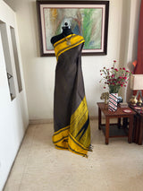 KIRA - PURPLE YELLOW STRIPED KANJIVARAM WITH GREEN AANCHAL
