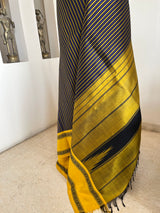 KIRA - PURPLE YELLOW STRIPED KANJIVARAM WITH GREEN AANCHAL