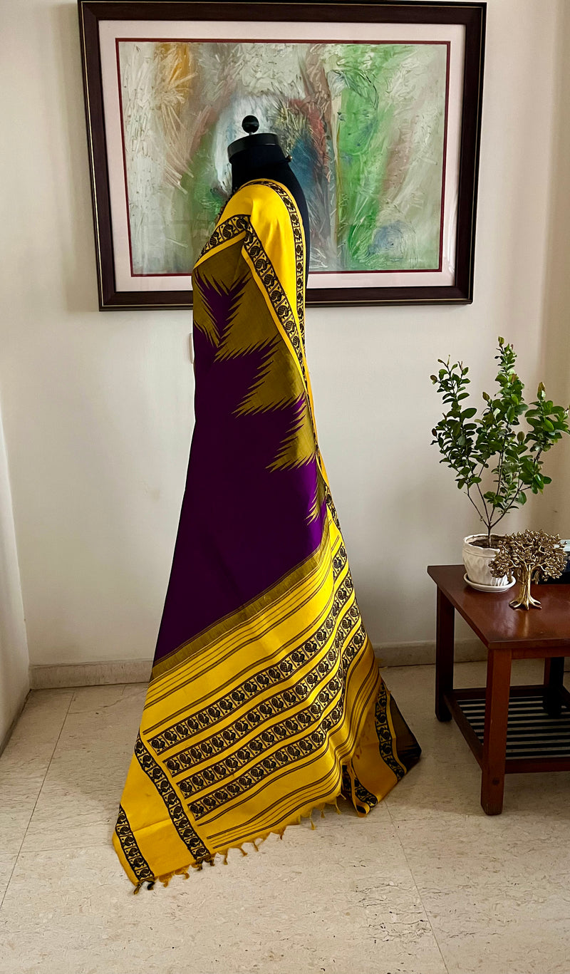 NIVARA – RICH PURPLE KANJIVARAM SILK SAREE WITH PEACOCK MOTIFS