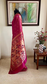 NITHILA - MAGENTA PAITHANI WITH NARALI BORDER MOR KUNDA AANCHAL