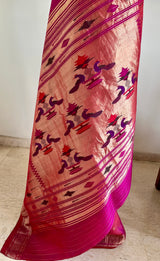 NITHILA - MAGENTA PAITHANI WITH NARALI BORDER MOR KUNDA AANCHAL