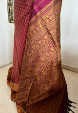 SARASIJA – MAROON KANJIVARAM WITH FLORAL GOLD THREAD ELEGANCE
