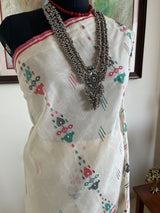 DHAVALI - CREAM JAMDANI COTTON SAREE WITH FINE MOTIFS