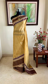 MARYA - BEIGE BHAGALPUR TUSSAR SILK SAREE WITH PAISLEY BORDER