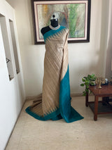 SUHITA – TUSSAR WITH AQUA BLUE BORDER AND AANCHAL