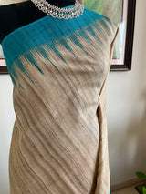 SUHITA – TUSSAR WITH AQUA BLUE BORDER AND AANCHAL
