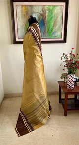 MARYA - BEIGE BHAGALPUR TUSSAR SILK SAREE WITH PAISLEY BORDER