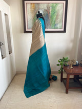 SUHITA – TUSSAR WITH AQUA BLUE BORDER AND AANCHAL