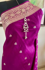 TISYA- ROYAL PURPLE BANARASI WITH SILVER ZARI FLORAL WEAVES