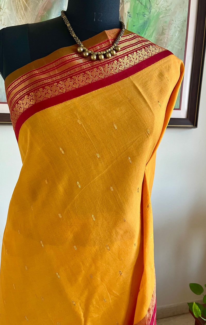VEERA – GADWAL COTTON IN CLASSIC YELLOW AND RED