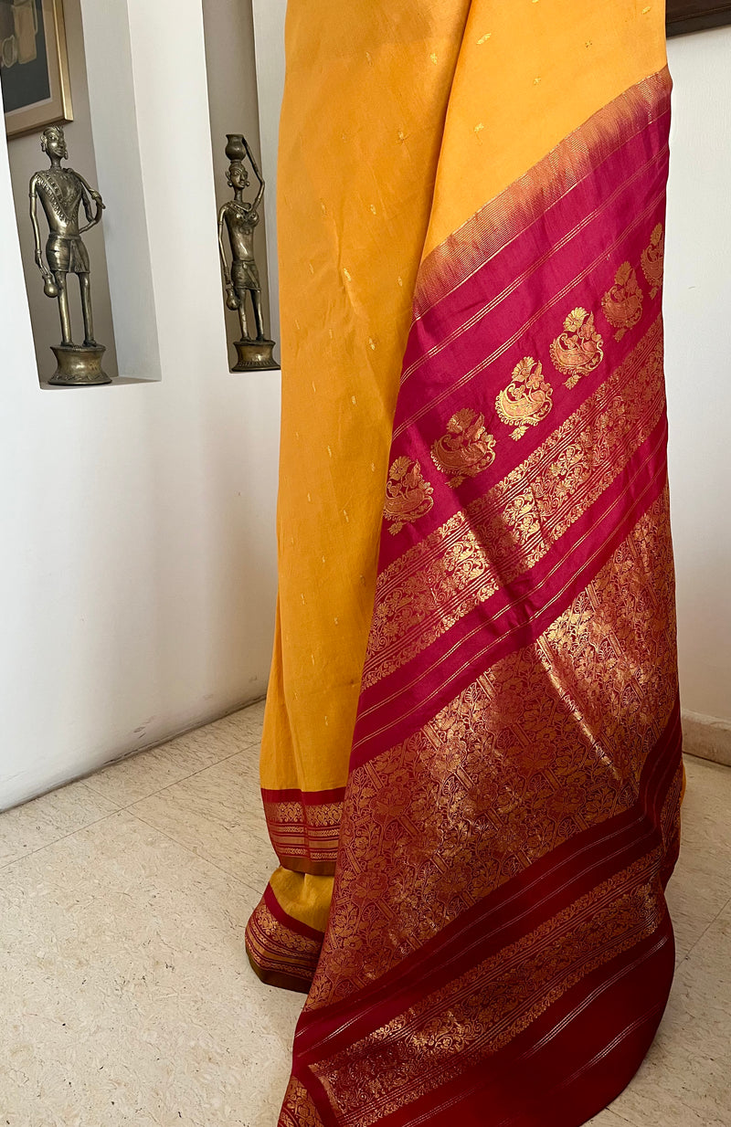 VEERA – GADWAL COTTON IN CLASSIC YELLOW AND RED