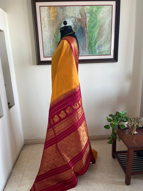 VEERA – GADWAL COTTON IN CLASSIC YELLOW AND RED