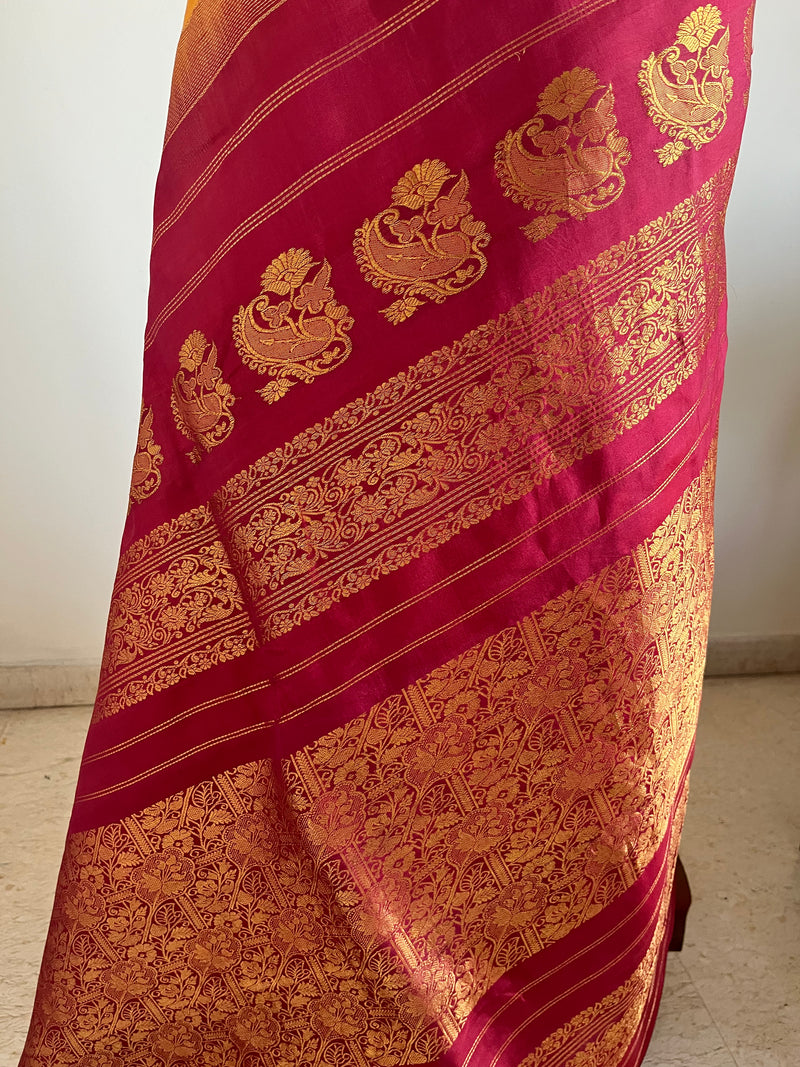 VEERA – GADWAL COTTON IN CLASSIC YELLOW AND RED
