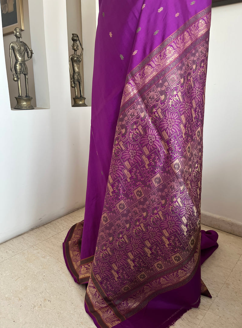 SARIKA – PURPLE KANJIVARAM WITH FLORAL AND GEOMETRIC MOTIFS