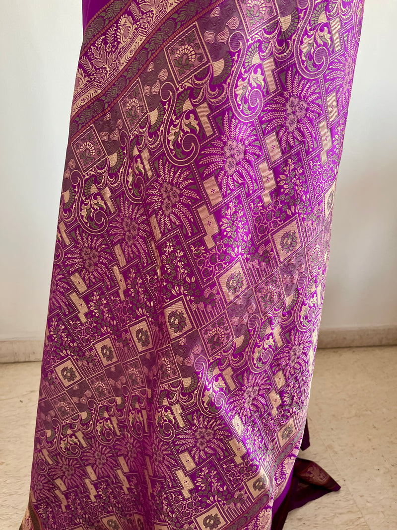 SARIKA – PURPLE KANJIVARAM WITH FLORAL AND GEOMETRIC MOTIFS