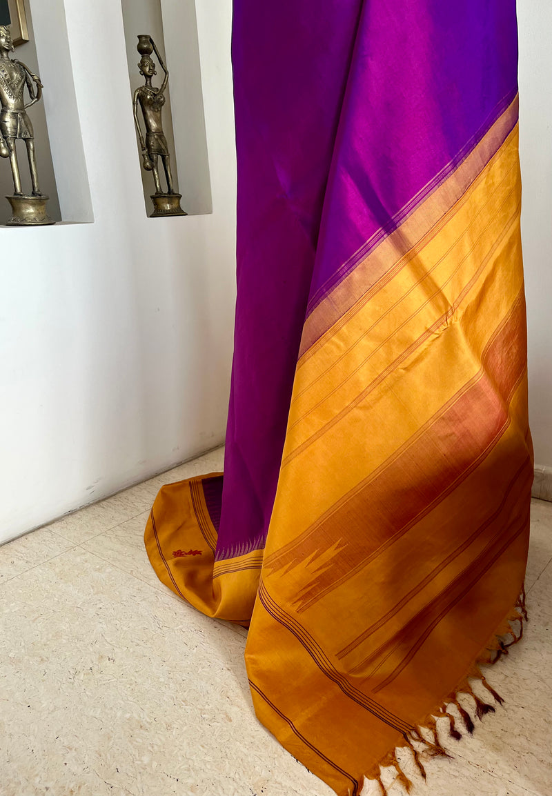 MEHALA – VIBRANT MAGENTA AND MUSTARD KANJIVARAM WITH FLORAL GRACE