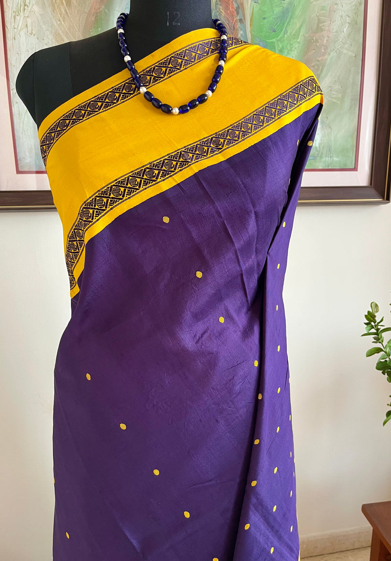 REHA – BOLD PURPLE AND YELLOW KORVAI KANJIVARAM ELEGANCE