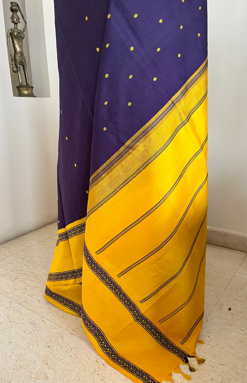 REHA – BOLD PURPLE AND YELLOW KORVAI KANJIVARAM ELEGANCE