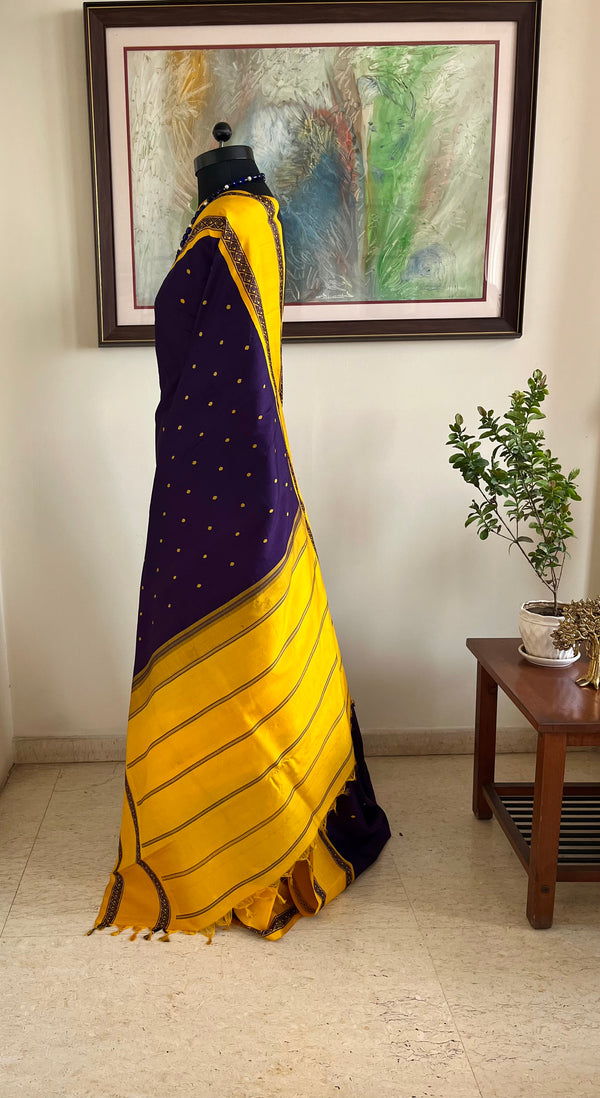 REHA – BOLD PURPLE AND YELLOW KORVAI KANJIVARAM ELEGANCE