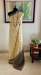 NIYATA – CREAM ASSAM SILK WITH FLORAL VINES AND GEOMETRY