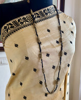 NIYATA – CREAM ASSAM SILK WITH FLORAL VINES AND GEOMETRY