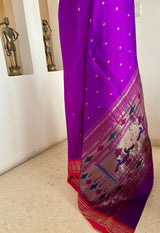 MRINAL – MAGENTA PAITHANI WITH NARALI BORDER AND MOR KUNDA AANCHAL