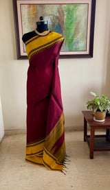 ASHOKAA – CHOCOLATE MAROON KANJIVARAM WITH FLORALS AND THAZHAMPU