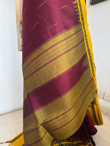 ASHOKAA – CHOCOLATE MAROON KANJIVARAM WITH FLORALS AND THAZHAMPU