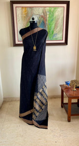 RASITA- BLACK PATLI BOMKAI WITH RUDRAKSHA WOVEN GEOMETRIC DETAILS