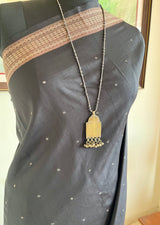 RASITA- BLACK PATLI BOMKAI WITH RUDRAKSHA WOVEN GEOMETRIC DETAILS