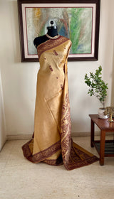 SHAMPASHREE - BEIGE AND MAROON BALUCHARI SILK OF EPIC TALE