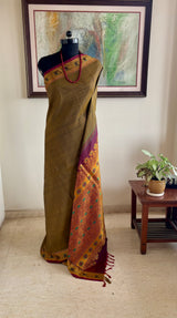 DISHA – OLIVE STRIPED KANJIVARAM WITH RICHLY WOVEN FLORALS