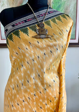 TIVYAH - PEACH AND CREAM KHANDUA SILK SAREE WITH BANDHA AANCHAL