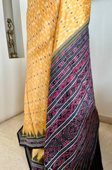TIVYAH - PEACH AND CREAM KHANDUA SILK SAREE WITH BANDHA AANCHAL