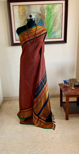 TARIKA — COFFEE BROWN KANJIVARAM WITH RUDRAKSHA BORDER DETAILS