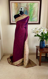 AARVIKA – WINE MAROON PUTTAPAKKA IKKAT WITH MULTICOLOURED DIAMOND ELEGANCE