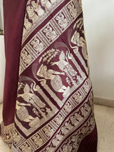 JHUMUR - CHOCOLATE BROWN BALUCHARI SILK SAREE OF TIMELESS TALES