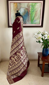 JHUMUR - CHOCOLATE BROWN BALUCHARI SILK SAREE OF TIMELESS TALES