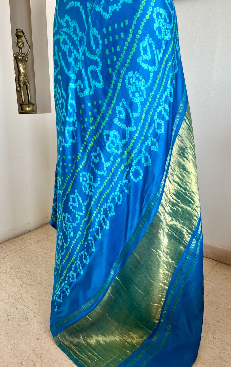 ANAIKA – BLUE BANDHANI LAGDI PATTA ON GAJJI SILK