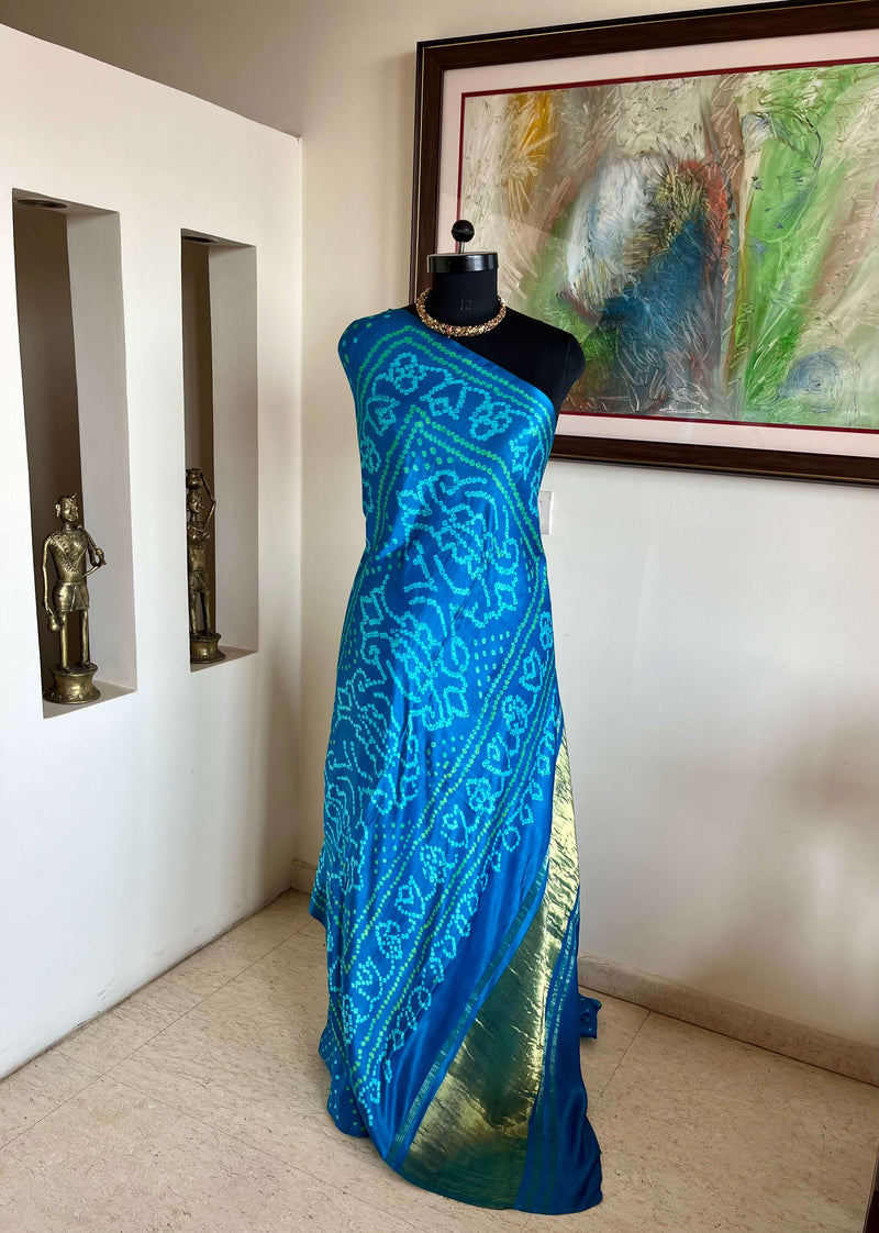 ANAIKA – BLUE BANDHANI LAGDI PATTA ON GAJJI SILK