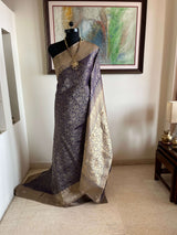 VAISHVI – REGAL PURPLE BANARASI WITH FLORAL WOVEN BEAUTY