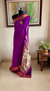 ASAVARI — PAITHANI WITH NARALI BORDER, LOTUS ROWS AND MOR KUNDA AANCHAL
