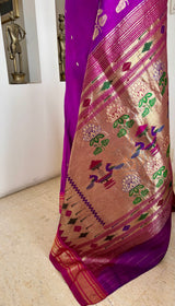 ASAVARI — PAITHANI WITH NARALI BORDER, LOTUS ROWS AND MOR KUNDA AANCHAL
