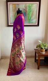 ASAVARI — PAITHANI WITH NARALI BORDER, LOTUS ROWS AND MOR KUNDA AANCHAL