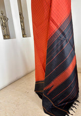 AKHILA — FESTIVE KATTAM KANJIVARAM IN RUST, BLACK AND THAZHAMPU