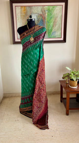 ALAPINI — FESTIVE KHANDUA SILK WITH LAYERED BANDHA WORK AND RUDRAKSHA BORDER